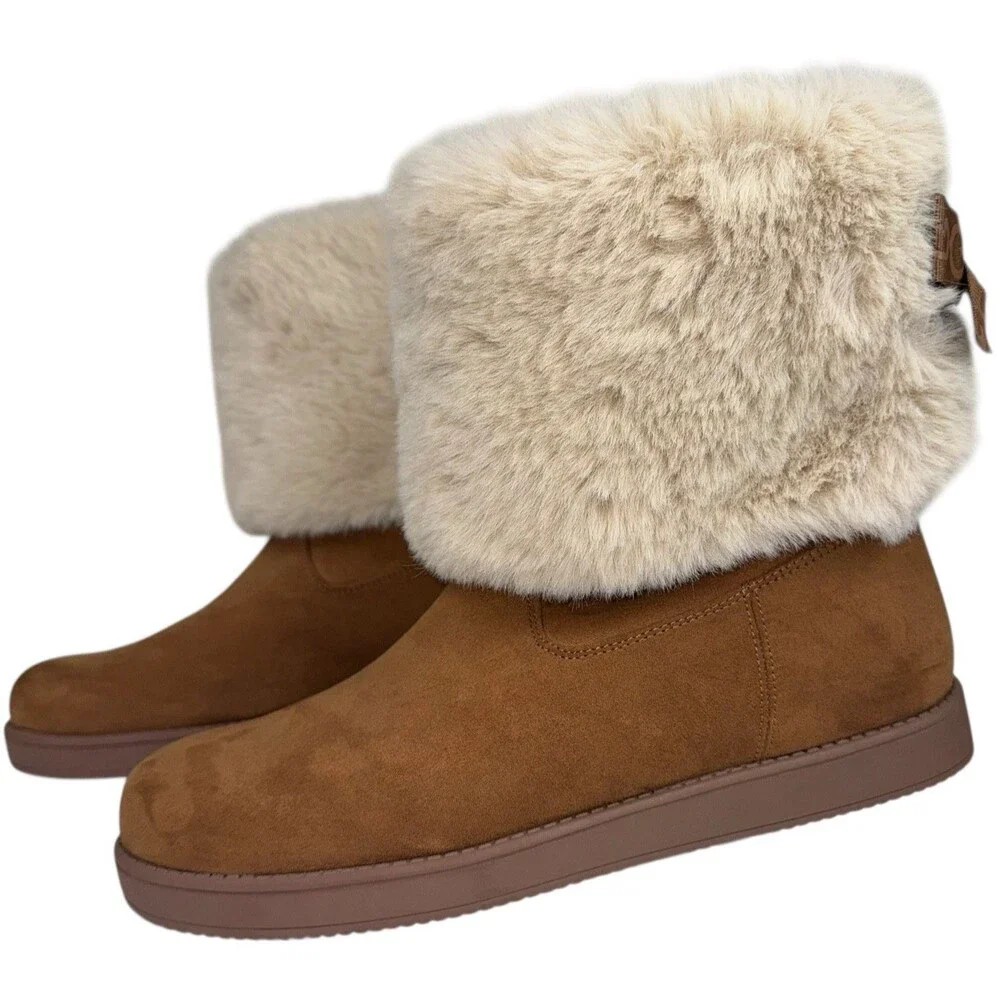 GBG Los Angeles Womens Size 11 Boots Ankle Faux Fur & Suede Uppers Brown New